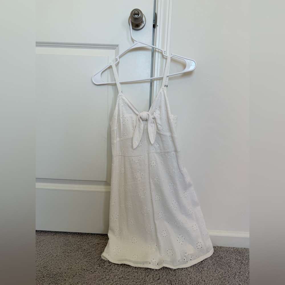 white dress tie in front